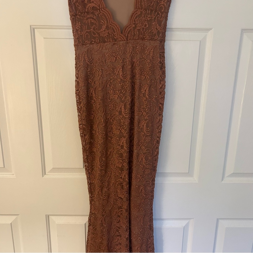 Baltic Born Valentine Sparkle Maxi - Copper Low Open Back High Neck Bodycon Lace - Picture 7 of 7